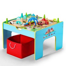 SainSmart Jr. Wooden Train Table, 2-in-1 Activity Table Playset for Kids, Woo...
