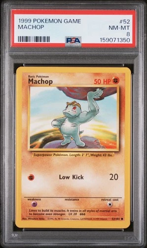 1999 POKEMON BASE SET UNLIMITED #52 MACHOP PSA 8