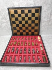Italfama Florentine Renaissance Metal Chess Men, Checkers, Backgamon Game Set