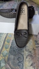 Daisy Fuentes 8.5 GrayBlack GeometricPattern Inspired Women Mocasins Flat Loafer