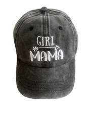 Girl Mama Embroidered Adjustable Baseball Cap Gray Women  s Mom Hat New