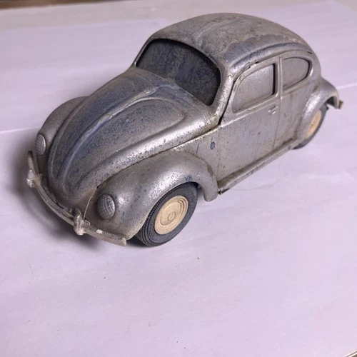 Rare Vintage Tonka Volkswagen Beetle - Pressed Steel 8” Silver Metal Car