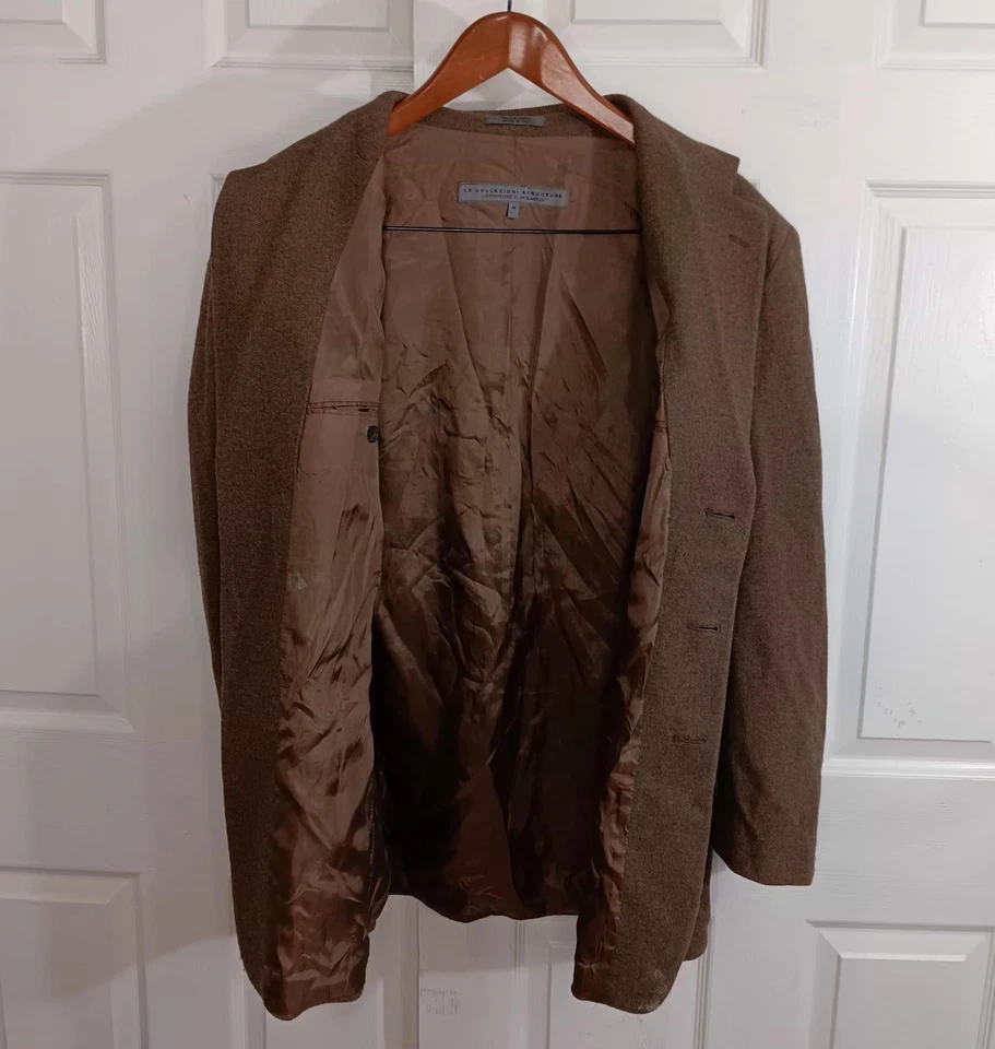 VTG Structure Le Collezioni  Men's Medium Brown Wool Blend Blazer Retro Italy - Image 3 of 4