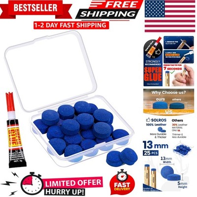 Billiard Pool Cue Tips - Pool Cue Stick Tips Replacement Repair Kit 13mm - 25Pcs