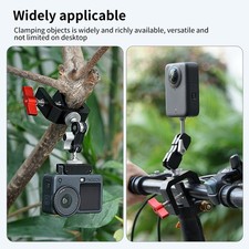 XT-XINTE Aluminum C-Clamp 17mm Ball Head Magic Arm Mount for GoPro DJI Insta360