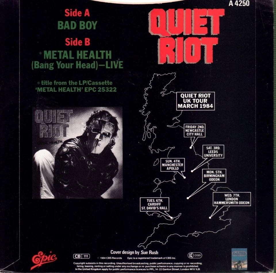 Quiet Riot Bad Boy 7" vinyl UK Epic 1984 in picture sleeve A4250 - Image 2 of 4
