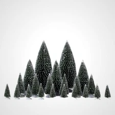 New LEMAX 21 Piece Snowy Pine Trees Assorted Sizes for Holiday Village