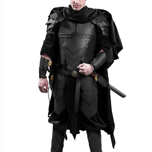 Disfraz de lujo de cosplay medieval europeo de cuero con armadura de guerrero renacentista - Imagen 2 de 8