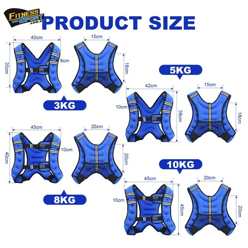 Weighted Vest, 3kg 5kg 8kg 10kg Body Weight Vest for Men Women Running Workout - Picture 10 of 14