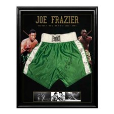 JOE FRAZIER HAND SIGNED FRAMED EVERLAST BOXING TRUNKS ALI TYSON MAYWEATHER