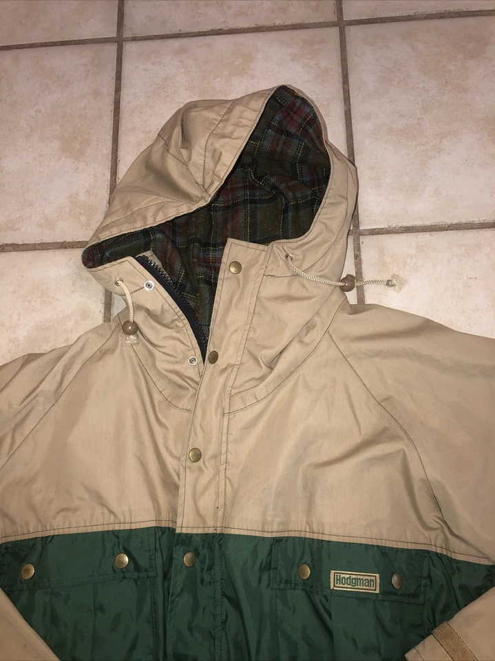 Hodgman Fishing / Wading Jacket Tan & Green Wind/Waterproof w Hood Men’s Size S - Image 4 of 4