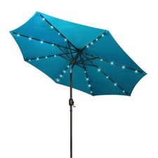 9 Ft Solar Umbrella Table Market Umbrellas Outdoor 32 LED Lighted Backyard Pool