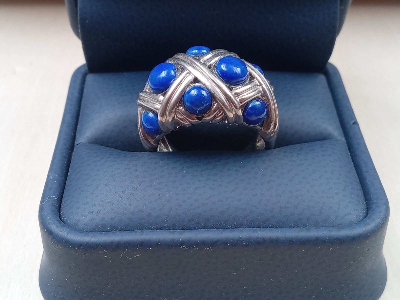 Sterling Silver Ring w. Woven Pattern between Lap… - image 2