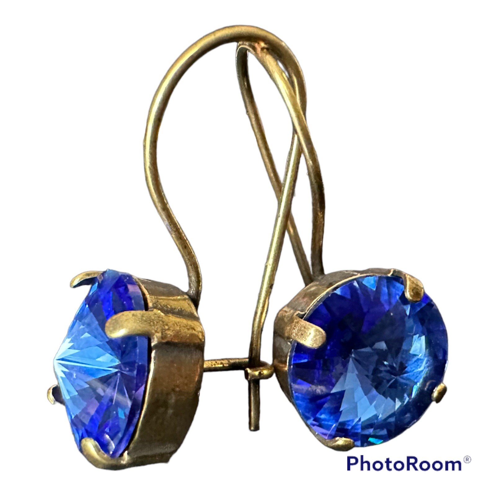 Antique Bronze Earrings made with Genuine Sapphire Blue Swarovski