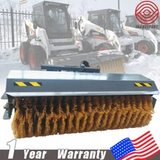 72" Broom Sweeper Hydraulic Rotary Angle Iron Skid Steer Quick Attachment