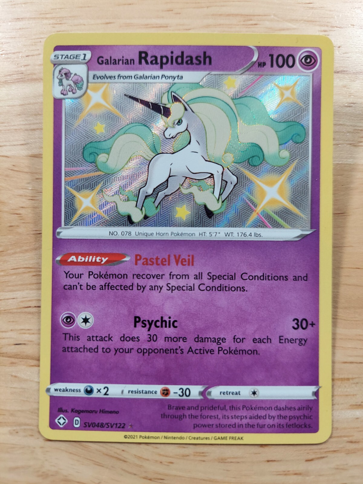 Galarian Rapidash SV048/SV122 Shining Fates NM Holofoil Rare Pokemon Card