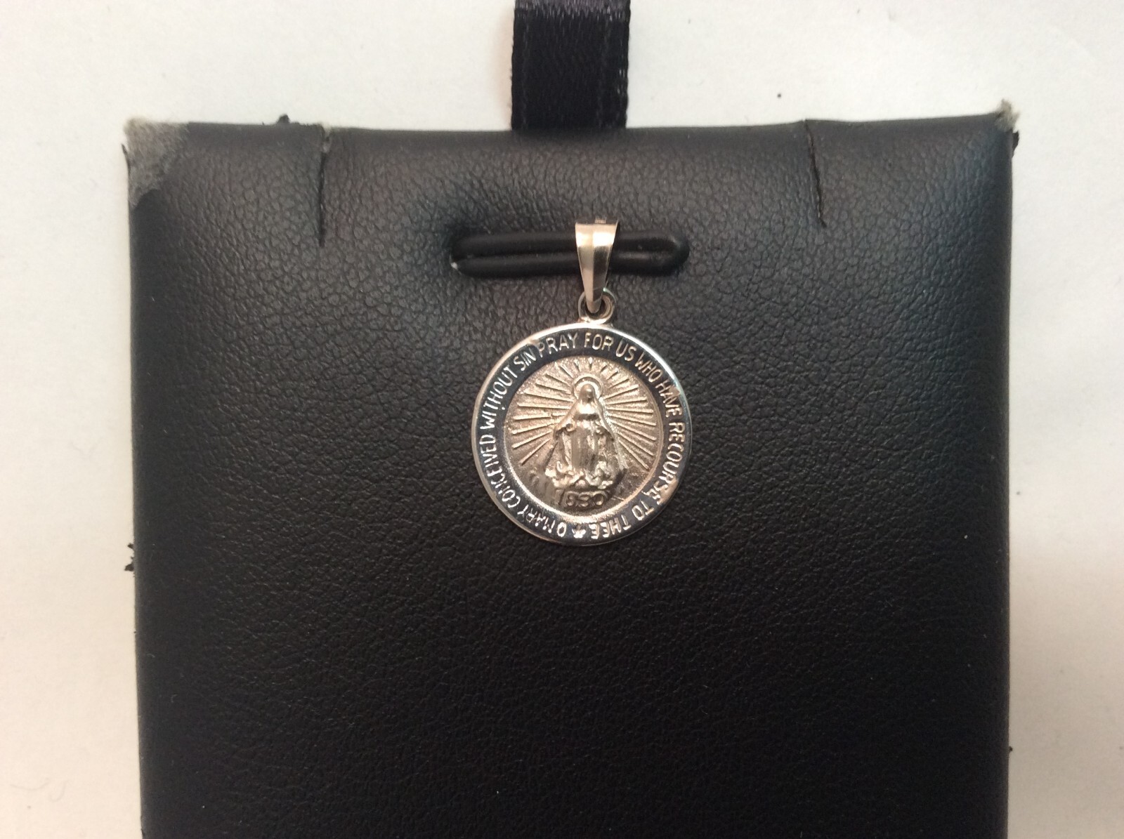 14K Weiß Echt Massiv Gold Runde Jungfrau Maria Wunderbare Medaille Charm Anhänger 1,2gr