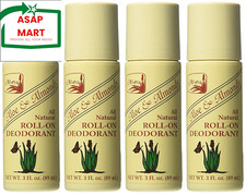 Alvera All Natural Roll-On Deodorant Aloe  Almonds - 3 Fl Oz, 4 Pack.