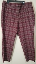 Lane Bryant The 4-Season Slim Ankle Pants Women size 26 Plaid Red Stretch NEW