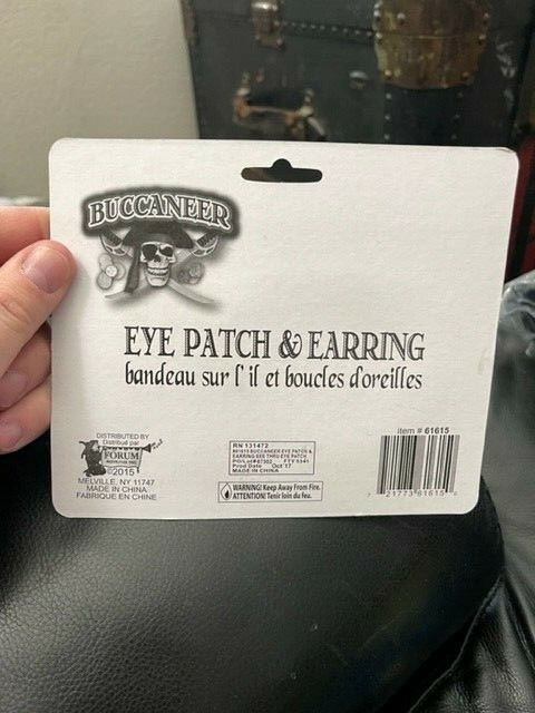 Buccaneer Eye Patch & Earring Brown & Gold New by Forum 61615 New