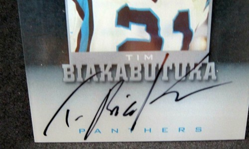 Tim Biakabutuka RC 1996 Score Inscriptions Acetate Hard Rookie Auto!Panthers RB - Picture 2 of 3