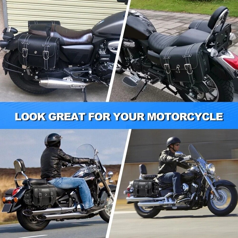 Side Saddle Bags with Cup Holder for Yamaha V-Star XVS 650 1100 Custom Silverado Foto 3 de 4