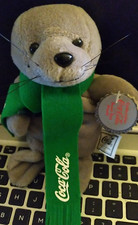 VTG Plush 1998 COCA-COLA Bean Bag SEAL With Green Scarf Coke Bottle NOS