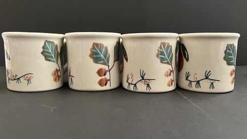 4 VTG Hartstone Pottery Mugs Autumn Leaves Acorn Pear Coffee Cups Mugs 12oz