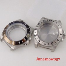 New 39mm 24 Hour Flut Bezel Watch Sliver Men Case Fit NH35A NH36A SKX ETA2824 PT