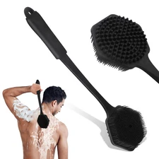 Long Handle Bath Body Brush, Silicone Body Back Scrubber Exfoliator for Shower