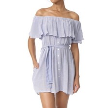 Faithfull the Brand Waist Tie Off-Shoulder Dress, Size 6