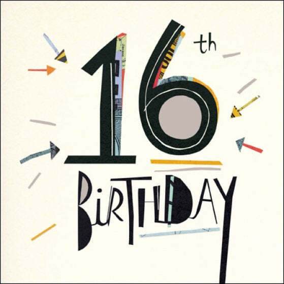 Modern Letters 16th Happy Birthday Card – Amy Eastland Mambo Collage Artwork