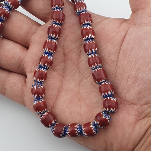 Vintage Venetian Style Glass Brown Chevron Bead Strand 22 inches - Picture 6 of 20