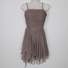 Calvin Klein Tan Spaghetti Strap Ruched Top Ruffled Size XS Sleeveless Dress