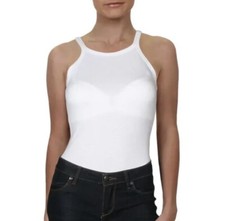 Danielle Bernstein White Ribbed Bodysuit Large NWT