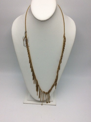 $145 MICHAEL KORS GOLD TONE,ADJUSTABLE DRAPE FRINGE STATEMENT NECKLACE D36 - Picture 3 of 5
