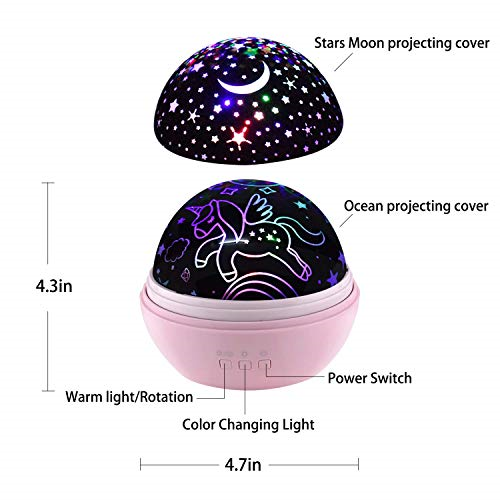 Girls Night Light, Unicorn Night Light & Star Projector Night Light for