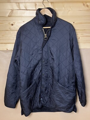 Barbour Microfaser Polarquilt Jacke gesteppt schwarz Full Zip gefüttert Mantel Gr. M