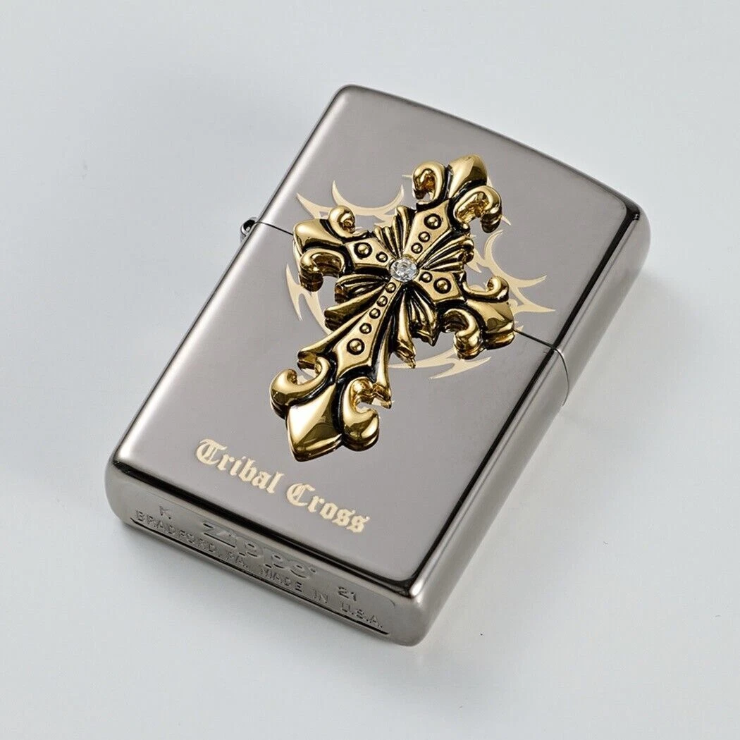 Zippo Lighter Tribal Cross BK Windproof Genuine Free Shipping 6