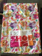 Shopkins flat twin sheet and 1 pillowcase polyester fabric colorful fabric