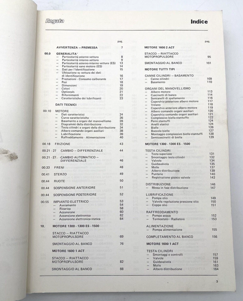 Manuale Assistenza Tecnica Officina Fiat Regata Originale 1983 - Immagine 3 di 4