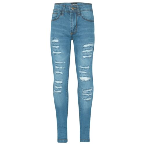 Jeans maigre bleu clair denim déchiré élégant pantalon extensible jeggings - Photo 1/5