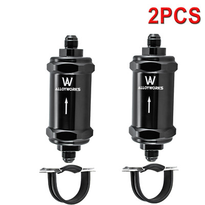 2PCS In-Line Fuel Filter 8AN In Out 10 Micron Replaceable Fiberglass Element