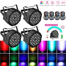 HOLDLAMP 4Pcs Rechargeable 36LED RGB Par Light DMX512 Stage Light DJ Party Disco