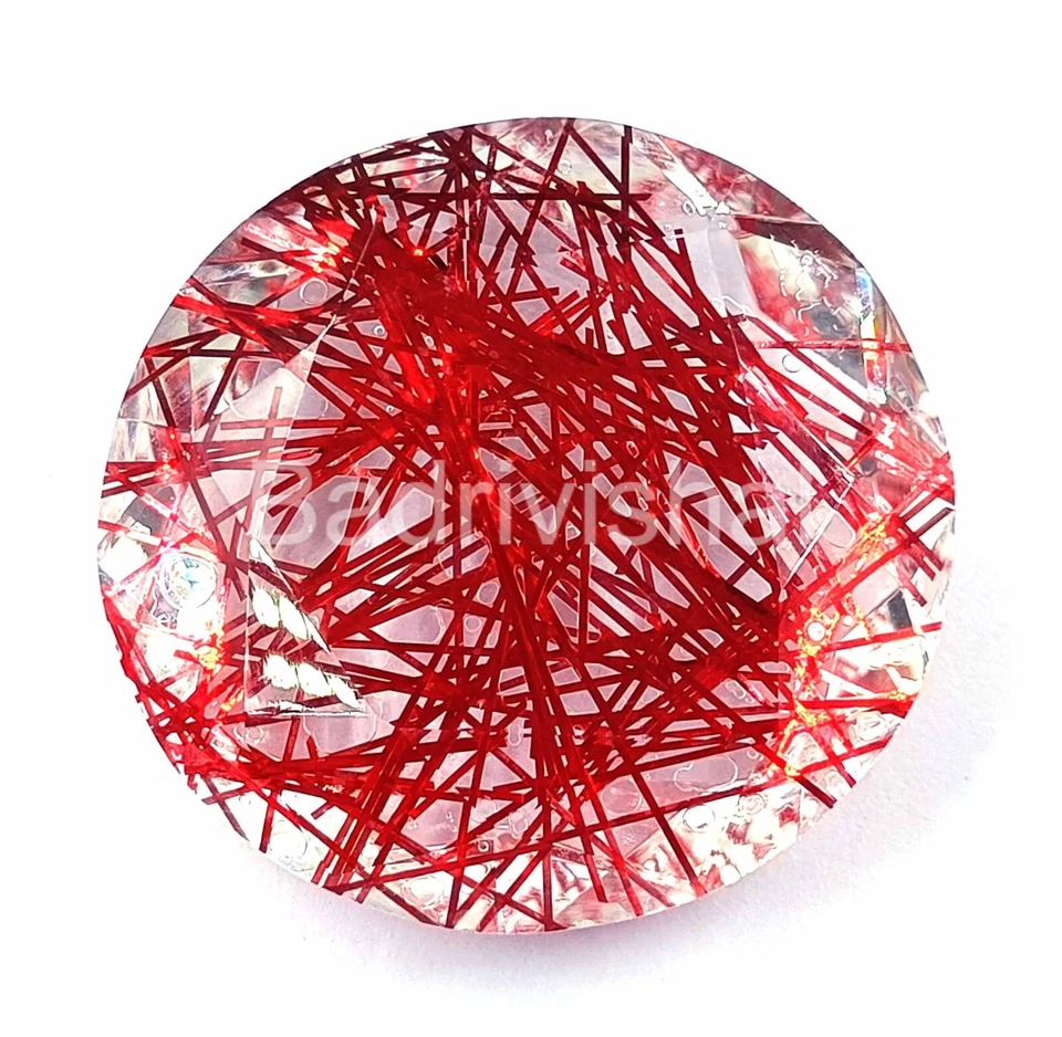 Natural Red Rutilated Quartz 126Ct Certified Brazil Round Cut Loose Gemstone EKS - Image 2 of 4