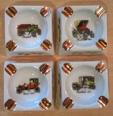 ASCHENBECHER: 4 Oldtimer Aschenbecher - Porzellan G.L. Limoges - Wie Neu