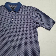 NIKE GOLF Tour DRI-FIT UV Geometric Checkered Polo Shirt NWOT Navy Blue Large