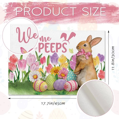 Easter Placemats Set of 6 Easter Placemats 12x18 Inch Bunny Rabbit Gnomes Eas... - Picture 2 of 7
