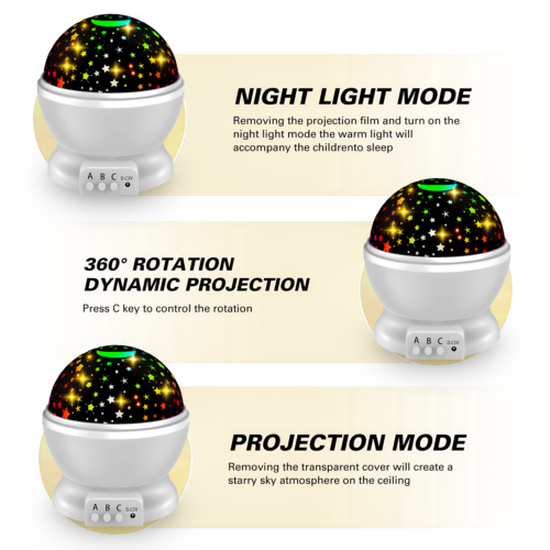 ROTATING LED LIGHT PROJECTOR KIDS BABY MOOD LAMP NIGHT XMAS STAR MOON SKY NEW - Picture 7 of 10