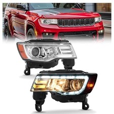 Pair Projector Headlight Compatible with 2017-2022 Jeep Grand Cherokee